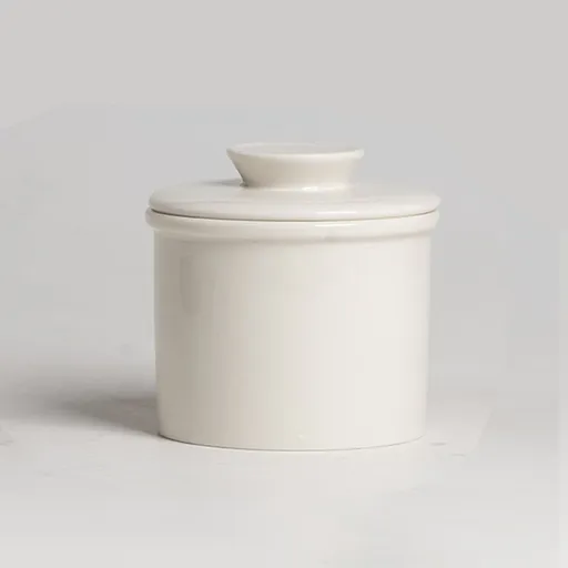 Butter dish - Ceramic - Butter storage box - Butter dishes - Butter dish - Butter pot - With lid - For spreadable butter - White