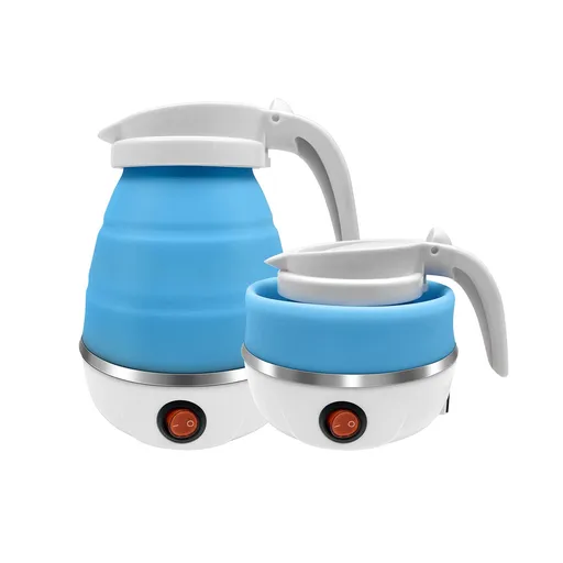 Travel Portable Foldable Electric Kettle, 0.6L Small Collapsible Hot Water Boiler For Coffee Tea (Blue)