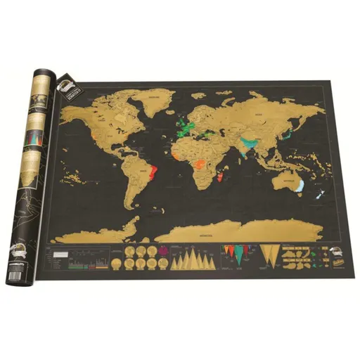 Luckies of London | Scratch Off World Map Deluxe Travel Size | Mini Travel Map to Track Travels | Scratch Art & World Map