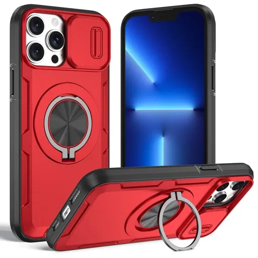 2-in-1 Magnetic Sliding Lens Case, Red for iPhone 12 Pro