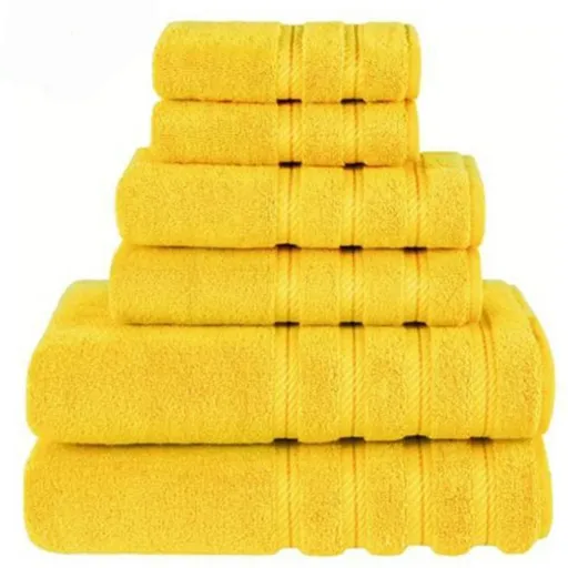 Yellow Luxury 6-Piece Combed Cotton Towel Bale Set - Ultra Soft & Absorbent Bath, Hand, Face Towels