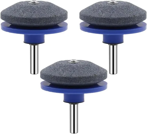 Lawn Mower Blade Sharpener, 3/4/5PCS Lawn Mower Blade Sharpener Tool Kits, Universal Lawnmower Blade Sharpener for Any Hand Drill for Man Dad (Blue/3PC)