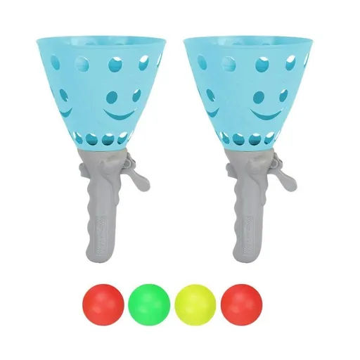 Catch Ball Game with 2 Catch Launcher Baskets and 4 Balls Blue