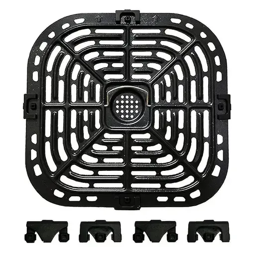 Non-Stick Metal Air Fryer Crisper Plate Replacement with 4 Rubber Pads for Instant Vortex 6 qt Air Fryers, 25 x 24 cm