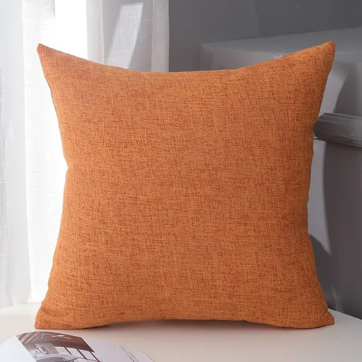 Le Su Cotton Linen Cushion Solid Color with Core 13# Orange 45*45-pillowcase 500g thick pillow core