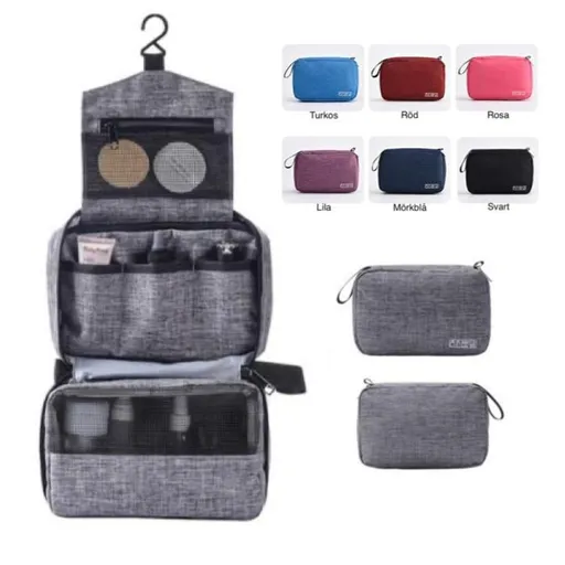 Travel Toiletry Bag Grey Spacious Hanging, Perfect for Travel