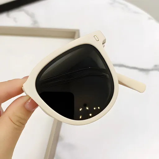 Apricot color Foldable UV400 Sunglasses for Men and Women – Lightweight Driving & Outdoor Sun Glasses with Hard Case, 18.4g TR+Metal Frame, Compact 32mm Folded Size
