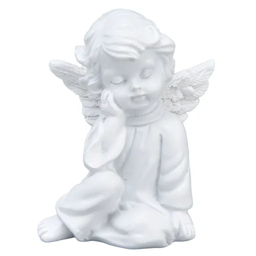 Cherub Statue Synthetic Resin Material Lovely Style White Baby Figurines for Party DecorationsCherub Statue Right