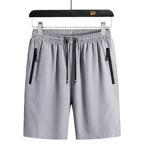 Men Summer Casual Shorts Straight Polyester Gray 6XL