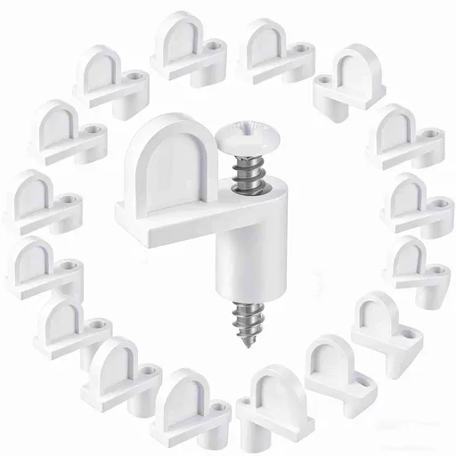 24Pcs 3/8 in Nylon Window Screen Clip with Screws, Offset Window Screen Clips for Fasten Screens Windproof Door Storms Panel Retainer Clip, White