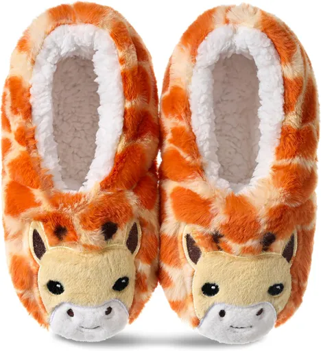Cute Animal Slipper Socks with Grips for Women Indoor Non-Slip Warm Fuzzy Cozy Hoe Sock