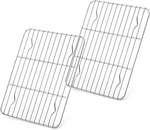 Small Baking Rack Set of 2, Stainless Steel Metal Roasting Cooking Racks, Size – 8.6"x6.2", Non Toxic & Rust Free, Fit for Small Toaster Oven, Dishwasher Safe