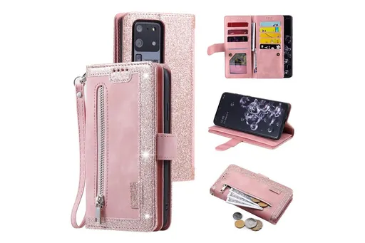 for iPhone 15 Series Case Leather Wallet Flip Cover -Pink /iPhone 15 Pro Max
