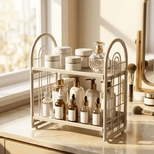 Desktop Storage Rack Organizer 2 Tier Countertop Shelf for Kitchen Bathroom Office Dorm - Spice Rack Cosmetic Stationery Storage Holder Display Stand for Home Organization Multipurpose Use