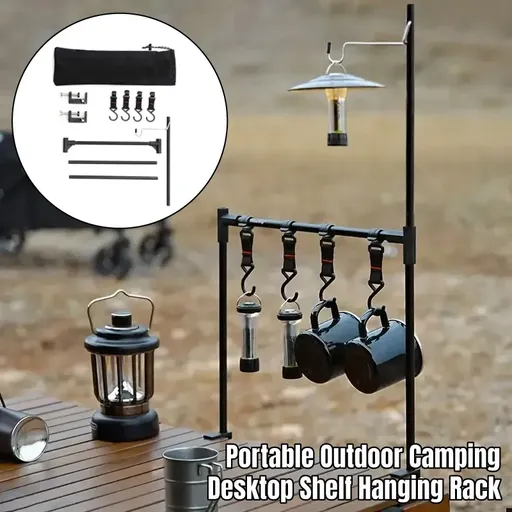 Outdoor Camping Hanging Rack Desktop Shelf Table Side Storage Camping Organizer