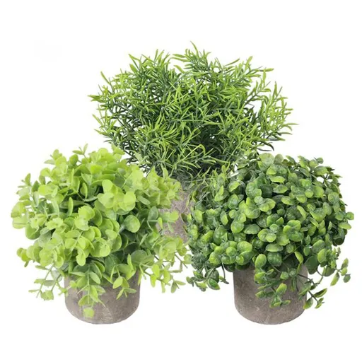 Artificial Plants Mini Plastic Eucalyptus Potted Plants for Home Office Decoration, Fake Plant for Bathroom Decor（3pcs）