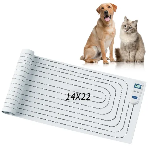 Static Pet Training Mat with Rechargeable Magnetic Controller for Cats and Dogs – Waterproof, Flexible, and Washable Indoor Deterrent Pad for Sofa, Bed, Couch, Kitchen Counter, and Doorway Area Restriction Training (14*22in)