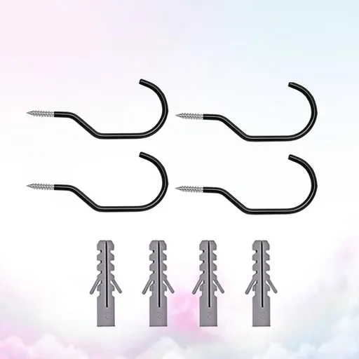 4Sets Black Bike Hook Heavy Duty Steel Storage Hook for Vertical Bike Wall Hanging