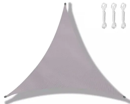 3.6x3.6x3.6m Waterproof Outdoor Triangular Sun Sail UV Protective Shade Net for Camping Garden Terrace and Pool, Light Gray