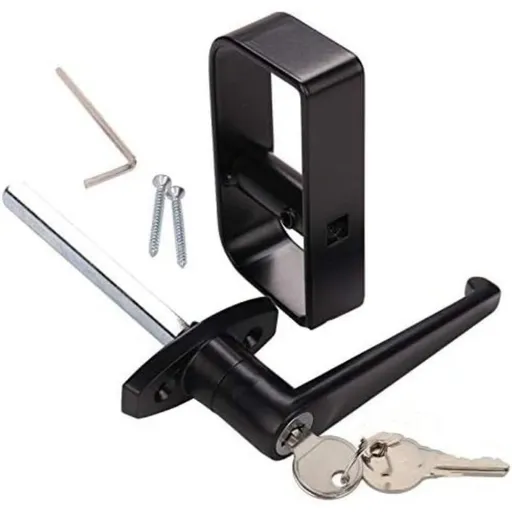 5-1/2" L-Handle Lock Kit, Shed Door Latch with 2 Keys, 5-1/2" Stem Shed L-Handle Lock Kit for Sheds Doors, Playhouses, Chicken Coops, Camper, RV, Garage Door, Black