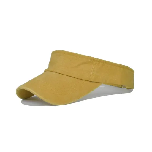 Unisex Summer Denim Sun Visor Cap Breathable Washed Running Hat - Yellow