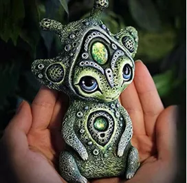 3PCS Four Eyes Fantasy Three-Eyed Alien Figurine Set - 3 Piece Resin Sculptures for Home & Garden Decor