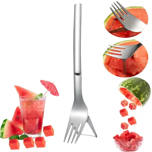2 in 1 Fruit Cutter, Stainless Steel Watermelon Cutter Tool Watermelon Slicer Cutter Tool for Kitchen Gadgets Useful Tool