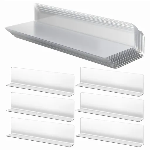 20 20cm L-shaped shelf dividers, suitable for kitchen cabinets, storage racks, display racks, and transparent plastic storage racks in stores