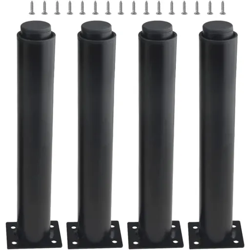 (25-42 cm, black) Set of 4 sturdy adjustable metal furniture legs