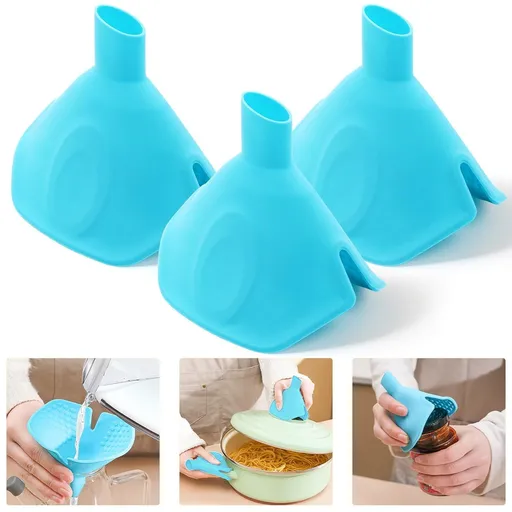 3PCS Multifunctional Silicone Funnel,Kitchen Funnel,Food Grade Silicone Foldable Funnel Food Grade Safety Assured