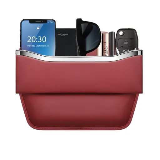 1Pack Car Seat Gap Filler Organizer - Leather Console Side Pocket Seat Storage - Stylish and Practical Car Accessories for Cars,SUV,Truck - Red - Size 1 Pack