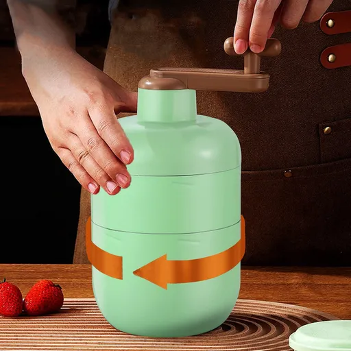 Manual Ice Crusher with Hand Crank, Stainless Steel Blade Shaved Ice Maker with Ice Box for Slushies, 25.5 x 12.8 x 12.8 cm, Green