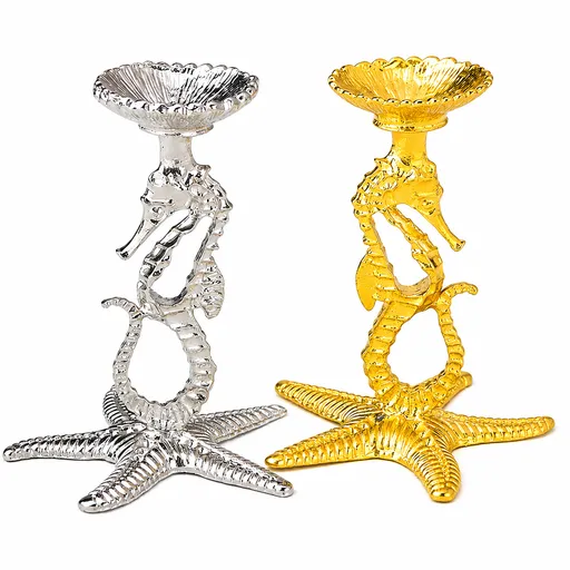 2 Pcs Starfish Shape Crystal Ball Stand, Metal Sphere Display Holder, Ornament Rack Base, Gold & Silver