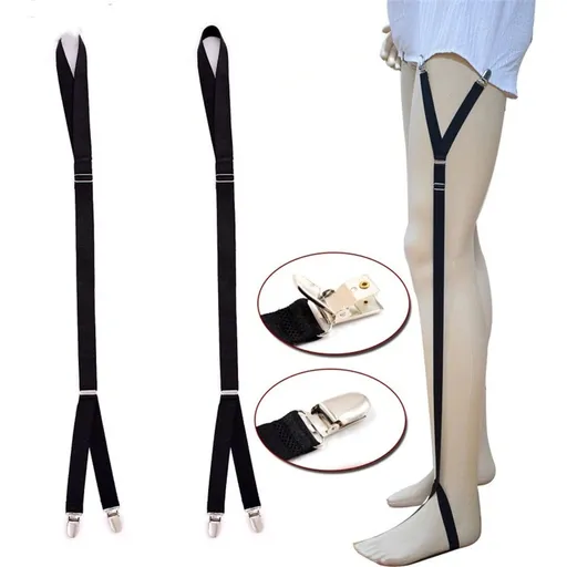 Best Mens Shirt Stays for Men - Keeps Shirts Tucked in All Day - Easy-to-Wear Garter Straps with Foot Loop - Black (Loop Stirrup Style) (Select Series)
