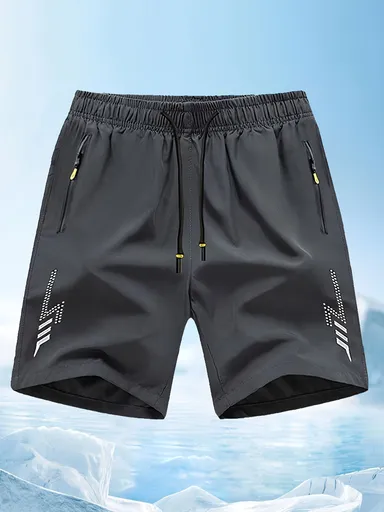 Men'S Athletic Shorts Gym Shorts Running Shorts Side Pocket Shorts Zippered - Gray - Size S