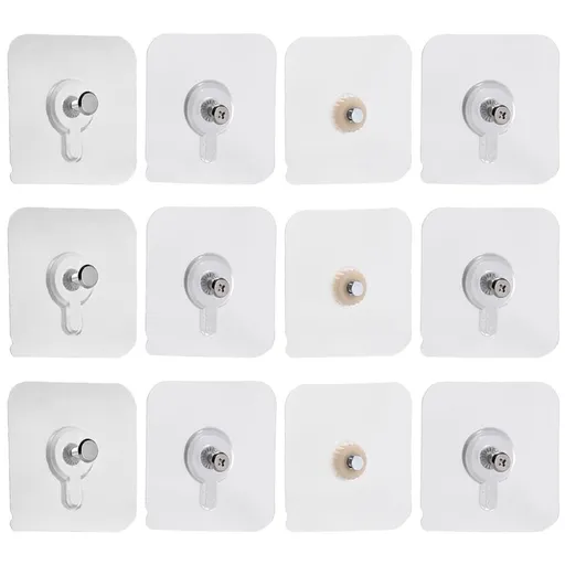 Transparent Acrylic Wall Hooks for Hanging Pictures, 12 Pieces, Home Decor Accessories
