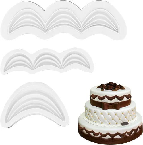 Fondant Swag Molds | Cake Border Draped Swag Silicone Mold | 3Pcs Set Wave-shaped Molds for Baking & Decorating | Safety Cake Mold for Fandant Candy Chocolate | Wedding Birthday Party Cake Decoration