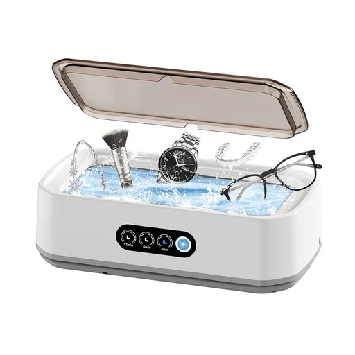 Ultrasonic Jewelry Cleaner 49kHz Touch Control 650ml Stainless Steel White