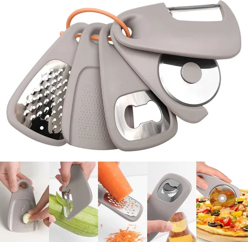5 Piece Stackable Kitchen Utensil Set Stainless Steel