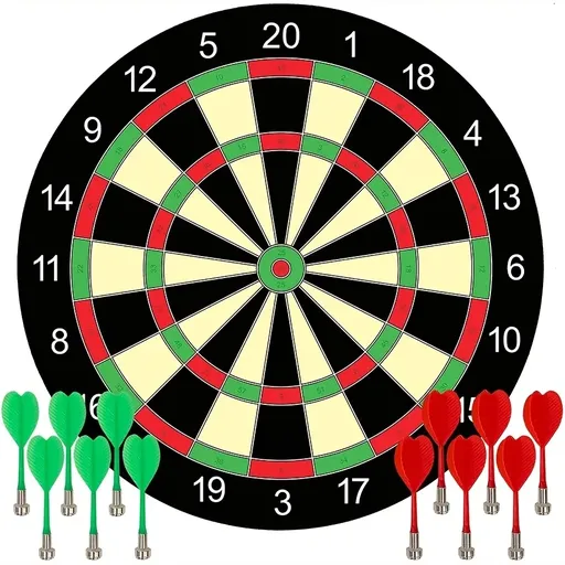 17" Red Green Magnetic Dartboard 40.5cm with 12 Strong Magnetic Darts & Damage-Free Hooks, Safe Portable Wall Mount for Family Party Game
