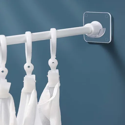 Adhesive Shower Curtain Rod Holder 2 Pack,Transparent Tension Bracket,No Drilling(Not Included Rod) suitable for shower curtain