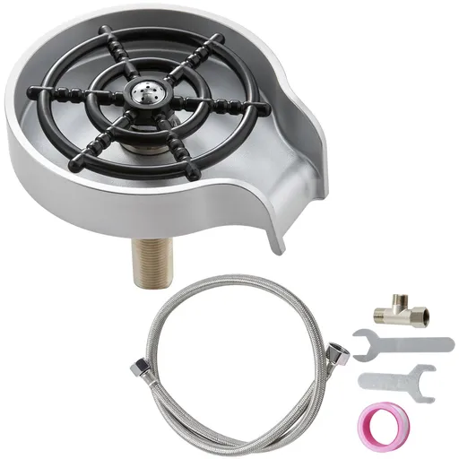 Glass Rinser 10 Spraying Jets 360° Rotating ABS Cup Washer & Cup Holder