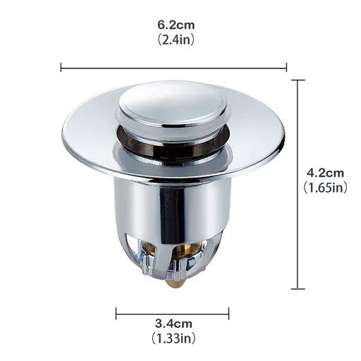 2.4" Universal Pop-up Sink Stopper, Spring Bounce Drain Plug, Stainless Steel Anti-Clogging Filter for Bathroom & Kitchen Sink, Bathtub Basin