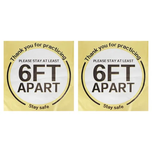 2 Sets Social Distancing Floor Decals Distancing Warning Sign Sticker for Crowd Control Guidance