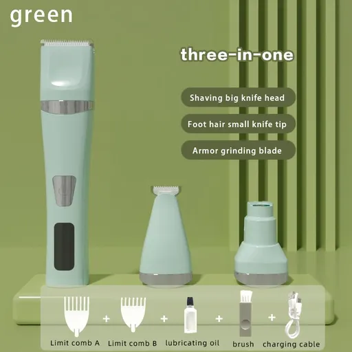 Rechargeable Pet Hair Clipper with LED Display Green - 32mm Wide Blade, Type-C Charging, Cordless Dog & Cat Grooming Trimmer for Home Pet Hair Cutting