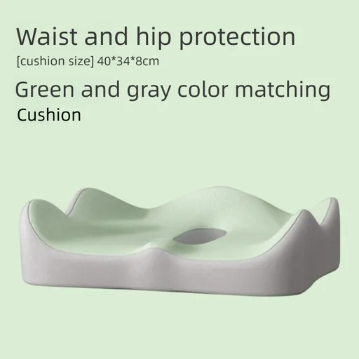 Green and grey two-tone Ergonomic Memory Foam Seat Cushion – Coccyx Relief for Office, Car and Long Sitting