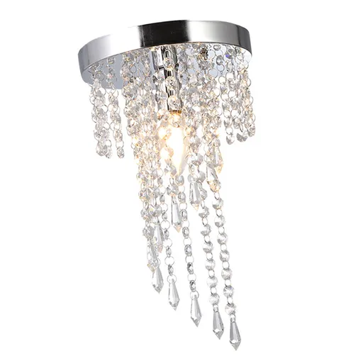 Crystal Flush Mount Chandelier Fixture Elegant Modern Ceiling Light Lamp for Bedroom Living Room Dining Room 110V