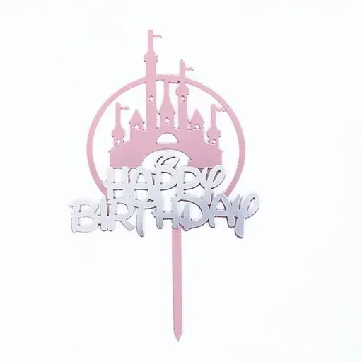 Up to 20pcs Princess Cake Topper Castle Cupcake Party Birthday Supplies Pink - 1pc