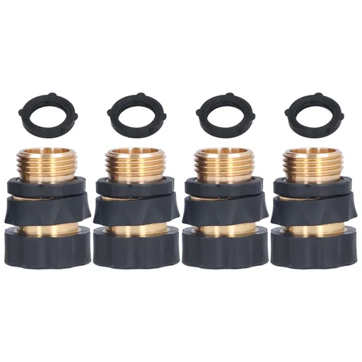 4Set Universal Hose Quick Connectors with Gaskets Brass Adapter Fittings Leakproof for Garden Irrigation