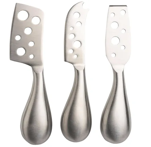 3pc Euroline Stainless Steel Cheese Knife Set Kitchen Cutlery Knives - Silver